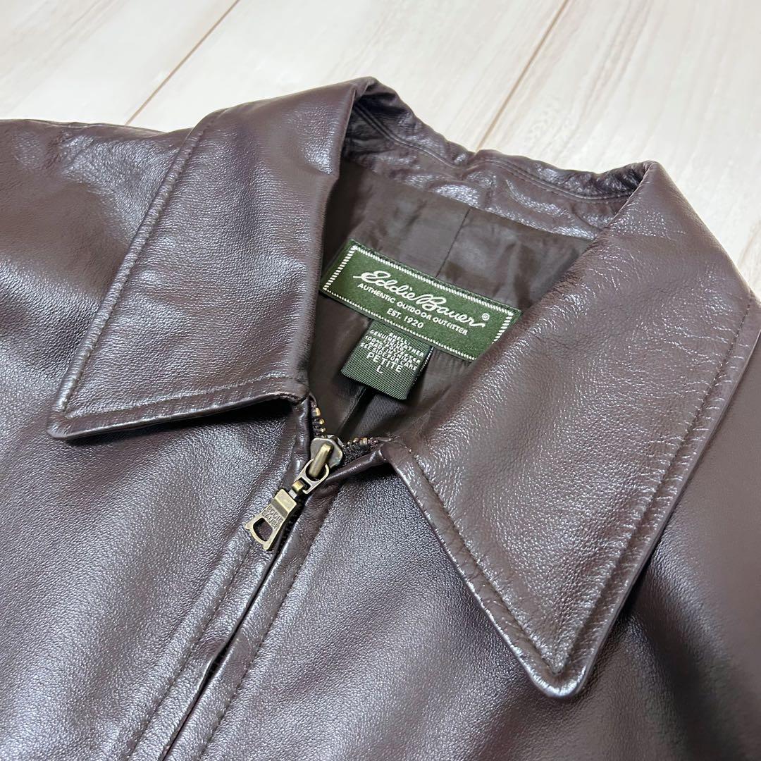 【90s】EDDIE BAUER エディーバウアー レザージャケット ブラウン