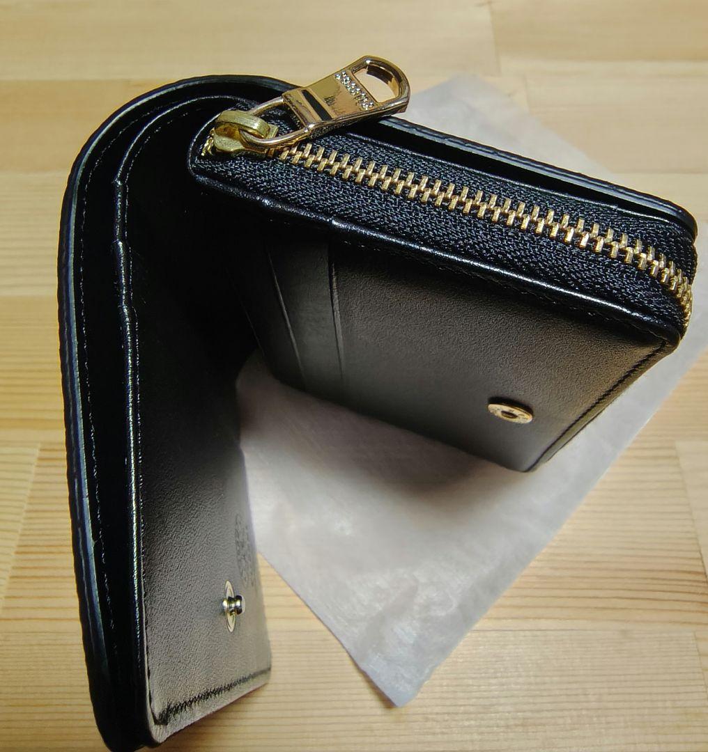 ラシット　ブラック　レザー　コンパクト　二つ折り財布