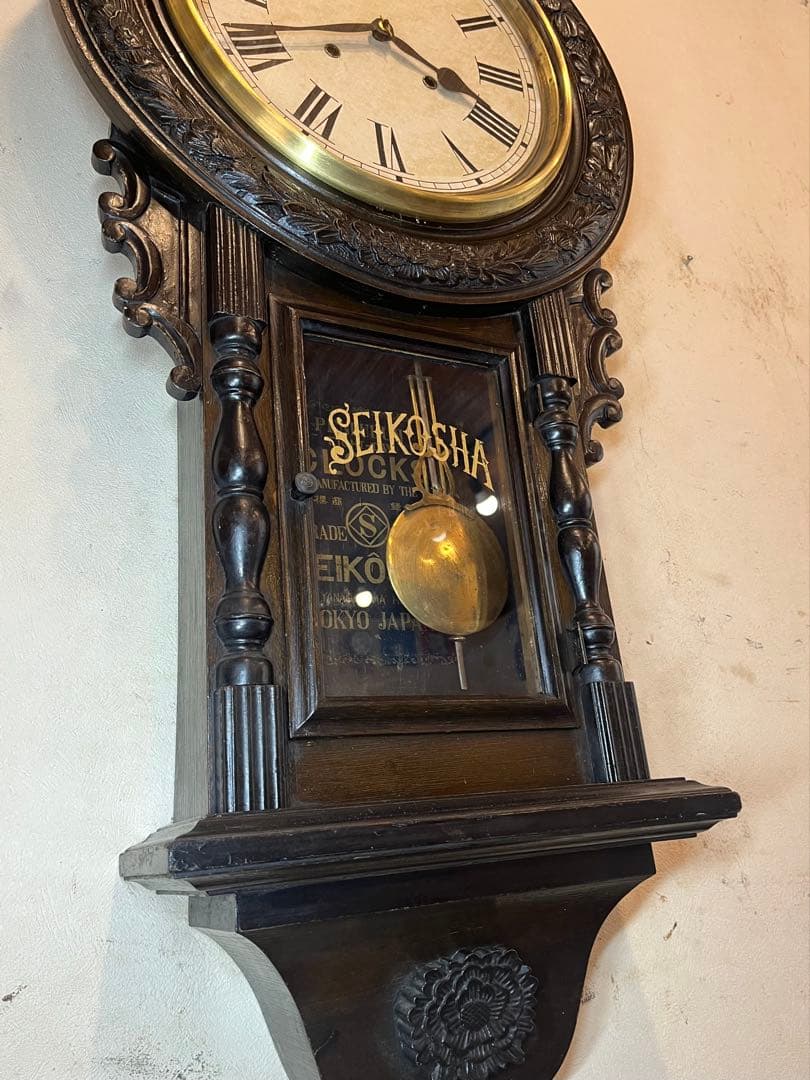 大型ひまわり　精工舎　柱時計　古時計　振り子　ゼンマイ　ボンボン　レトロ