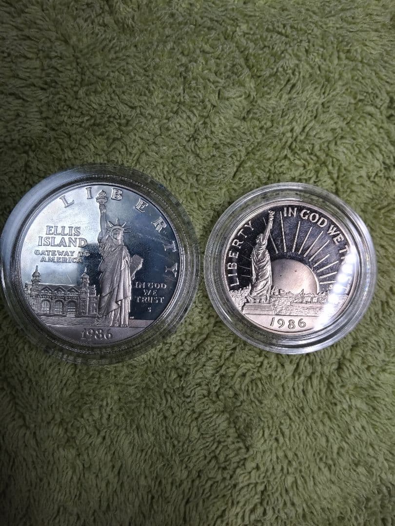 hab028 1986年S. ＄1,50C エリス島 自由の女神 銀貨セット