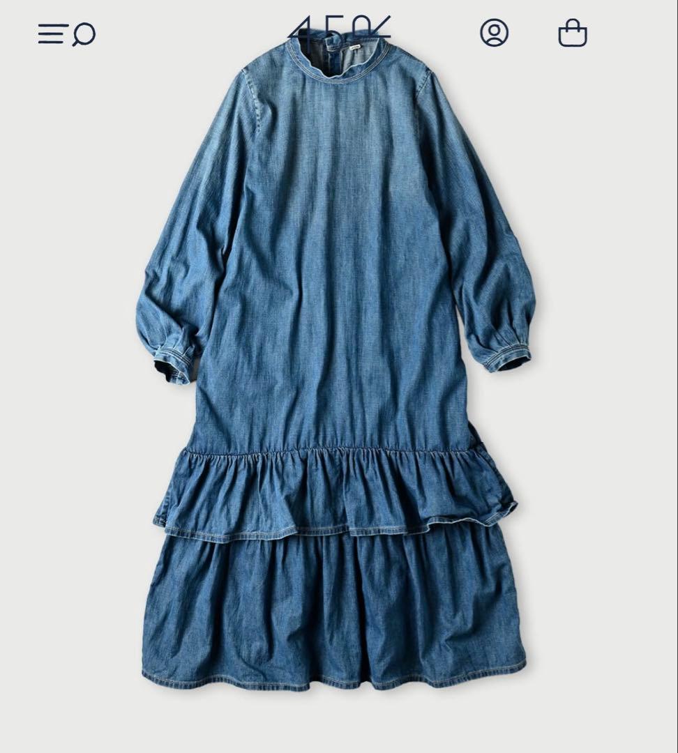 45R今季新作デニムワンピース2025完売デニムブルーティアードドレス新品未使用