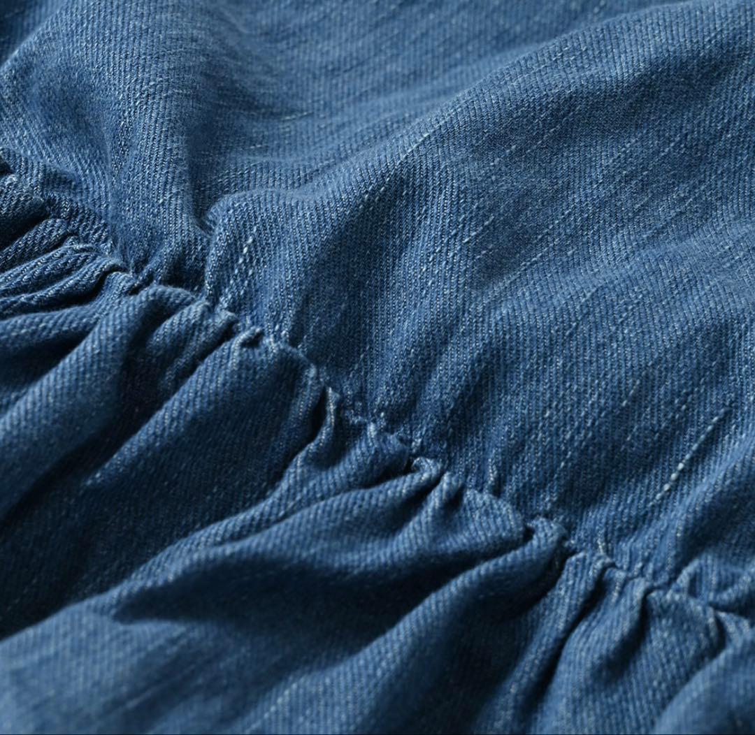 45R今季新作デニムワンピース2025完売デニムブルーティアードドレス新品未使用