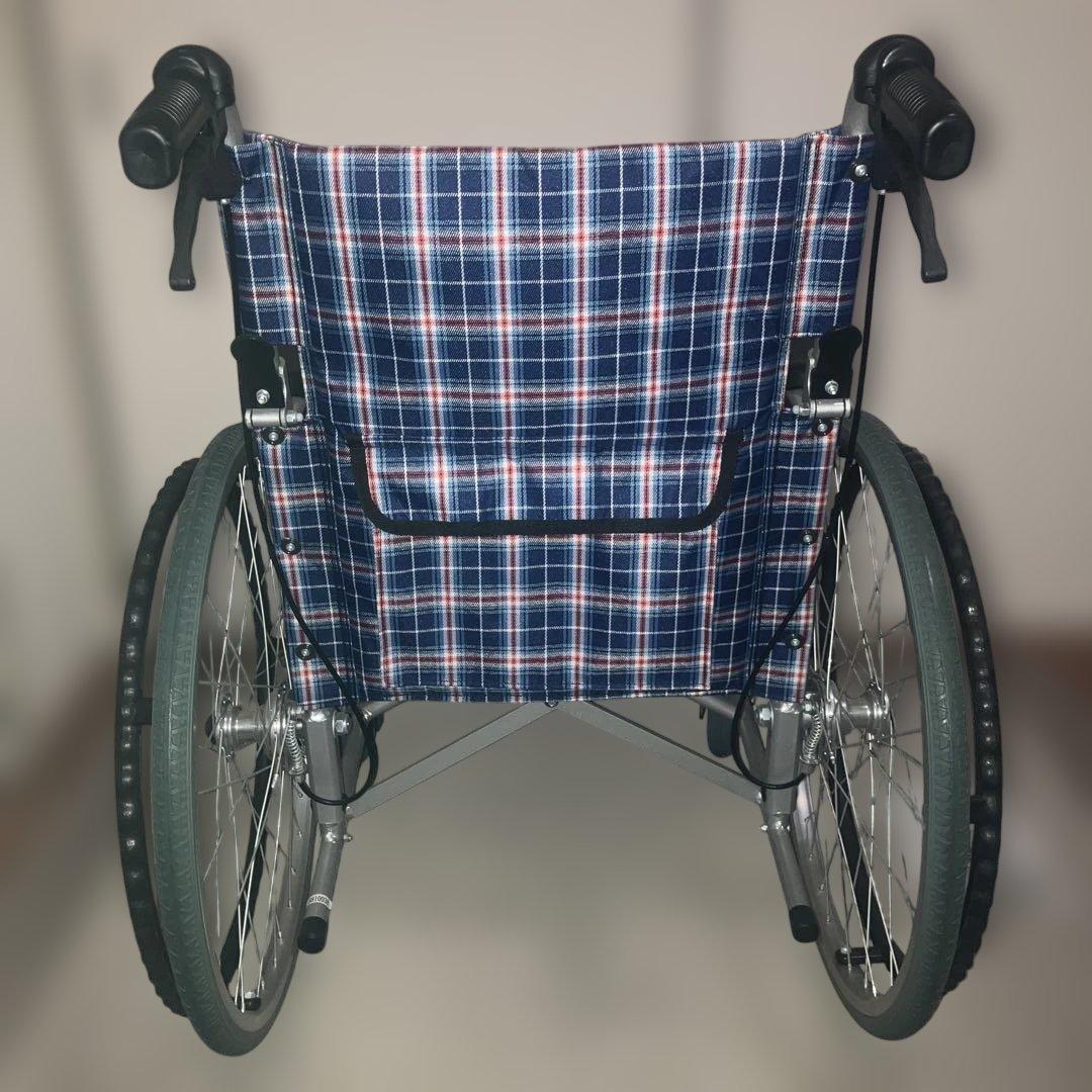 自走用車椅子 チェック柄（青系）