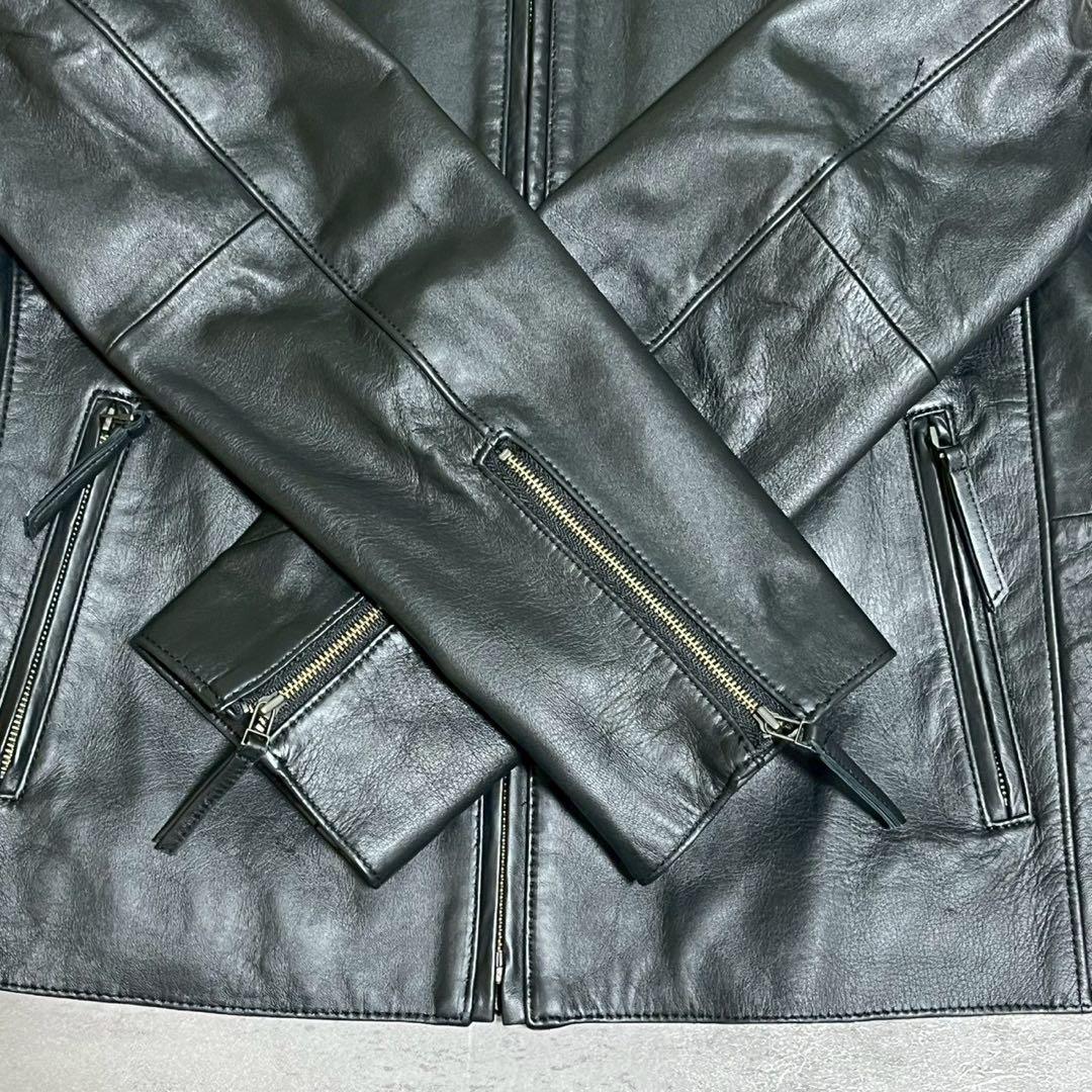 アンタイトル ラムレザー ノーカラー レザー ジャケット ブラック 42 羊革