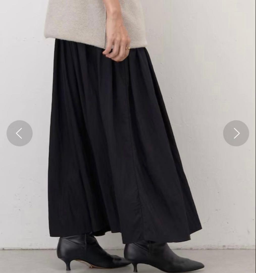 ビアズリー　ウエストニットギャザースカート　ブラック　2024AW