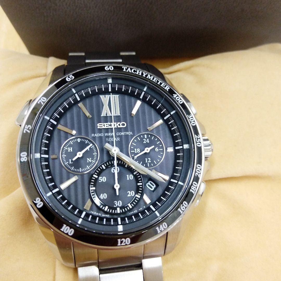 SEIKO ブライツ ソーラー ラジオウエーブ クロノグラフ ブラック 8B82