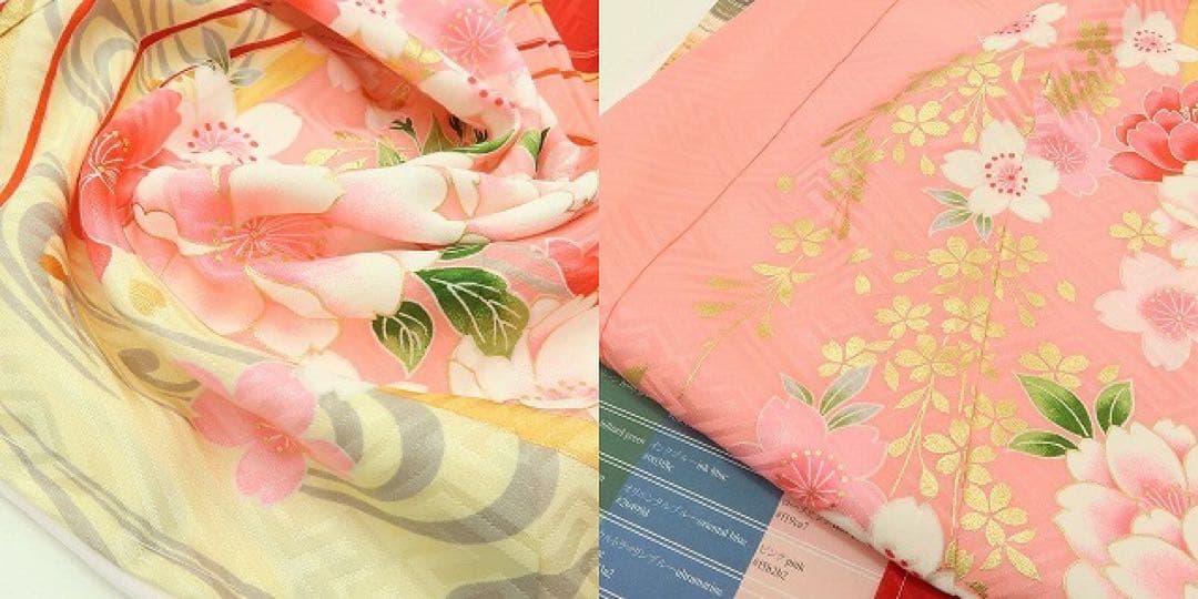 新品 正絹 七五三 ７歳 刺繍 四つ身着物・襦袢 ２点セット B14