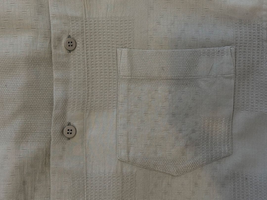 ISSEY MIYAKE MEN テクスチャー切替 長袖シャツ ライトグレー 1