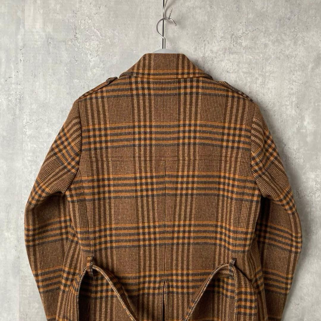 23aw Dries Van Noten ガンクラブチェック ダブルロングコート