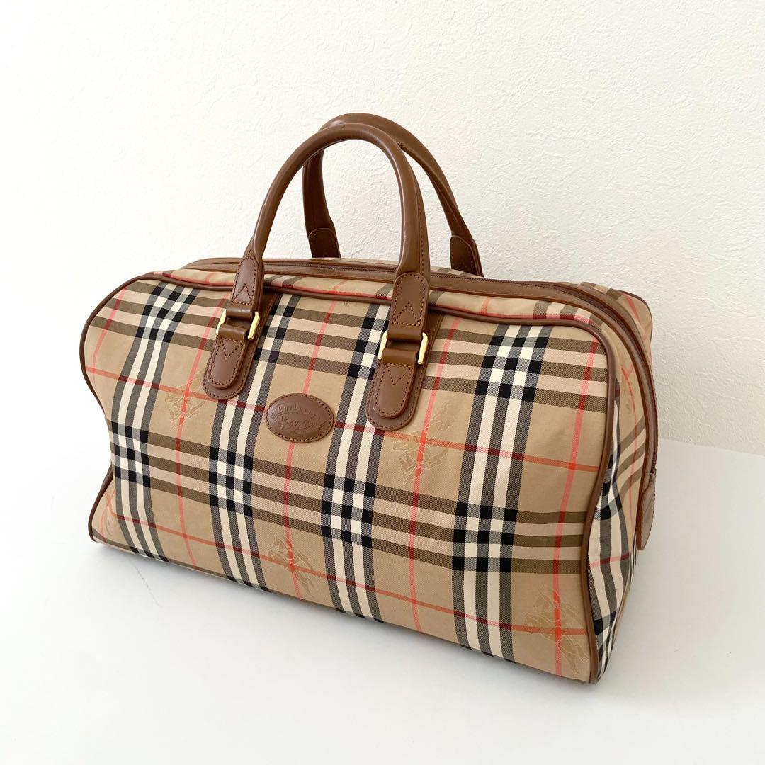 極美品　バーバリー　ボストンバッグ　シャドーホース　ノバチェック　PVC 南京錠