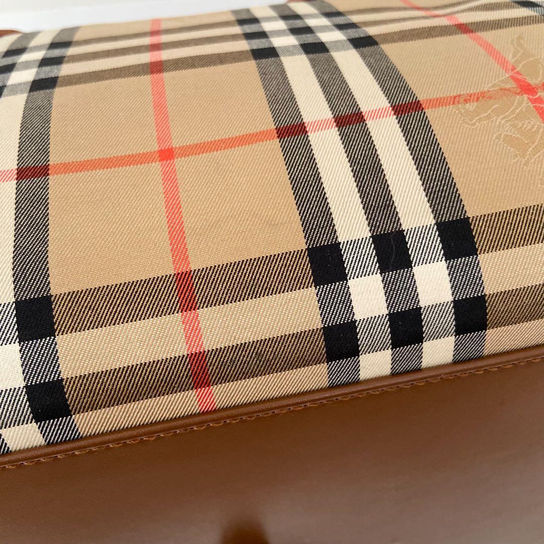 極美品　バーバリー　ボストンバッグ　シャドーホース　ノバチェック　PVC 南京錠