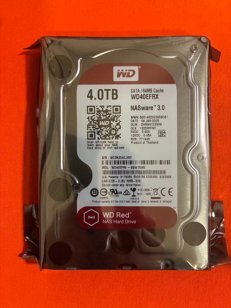 WD Red 4TB NAS用ハードドライブ