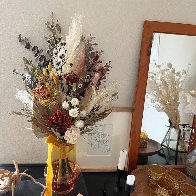 okudaさま専用　ブリックオレンジのワイルドロングスワッグ LL＆ブートニア