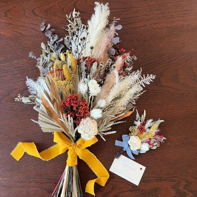 okudaさま専用　ブリックオレンジのワイルドロングスワッグ LL＆ブートニア