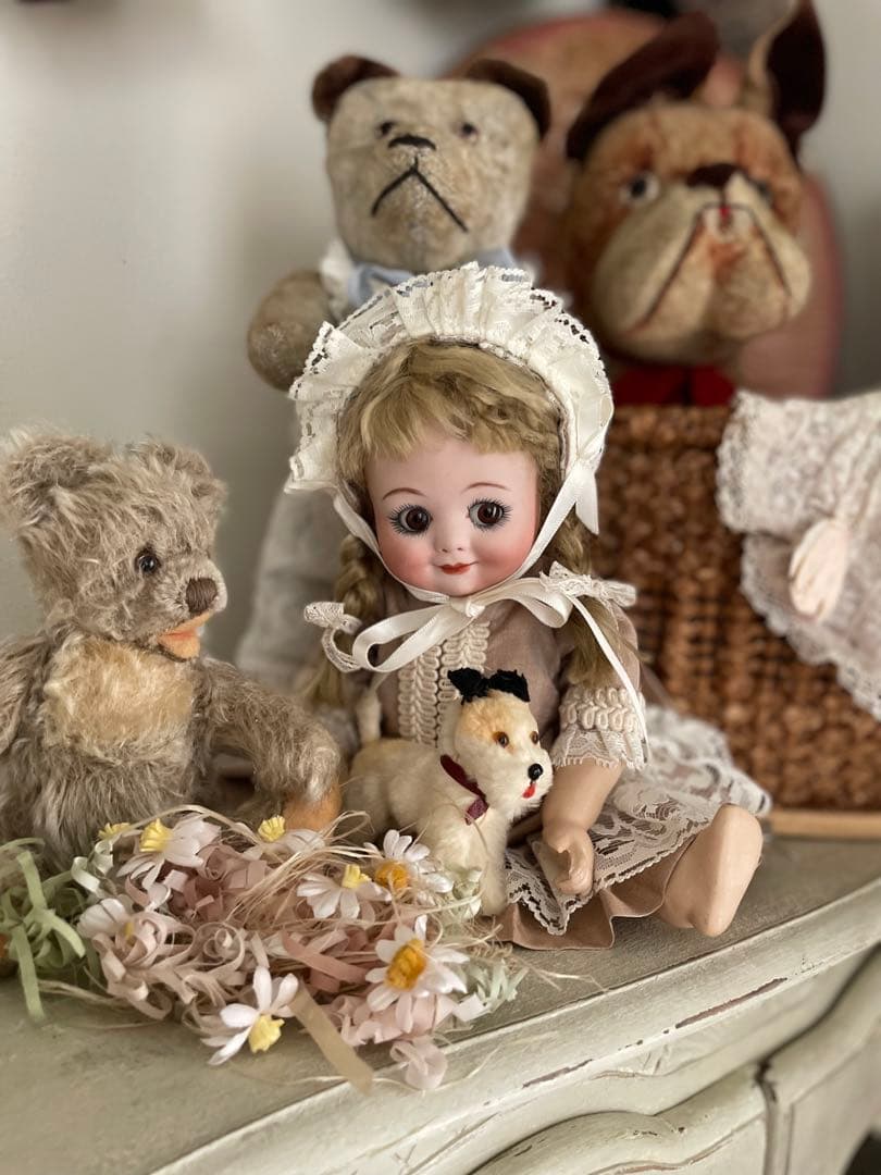ヴィンテージ♡AM323 グーグリーちゃんリプロの子♡アンティークビスクドール