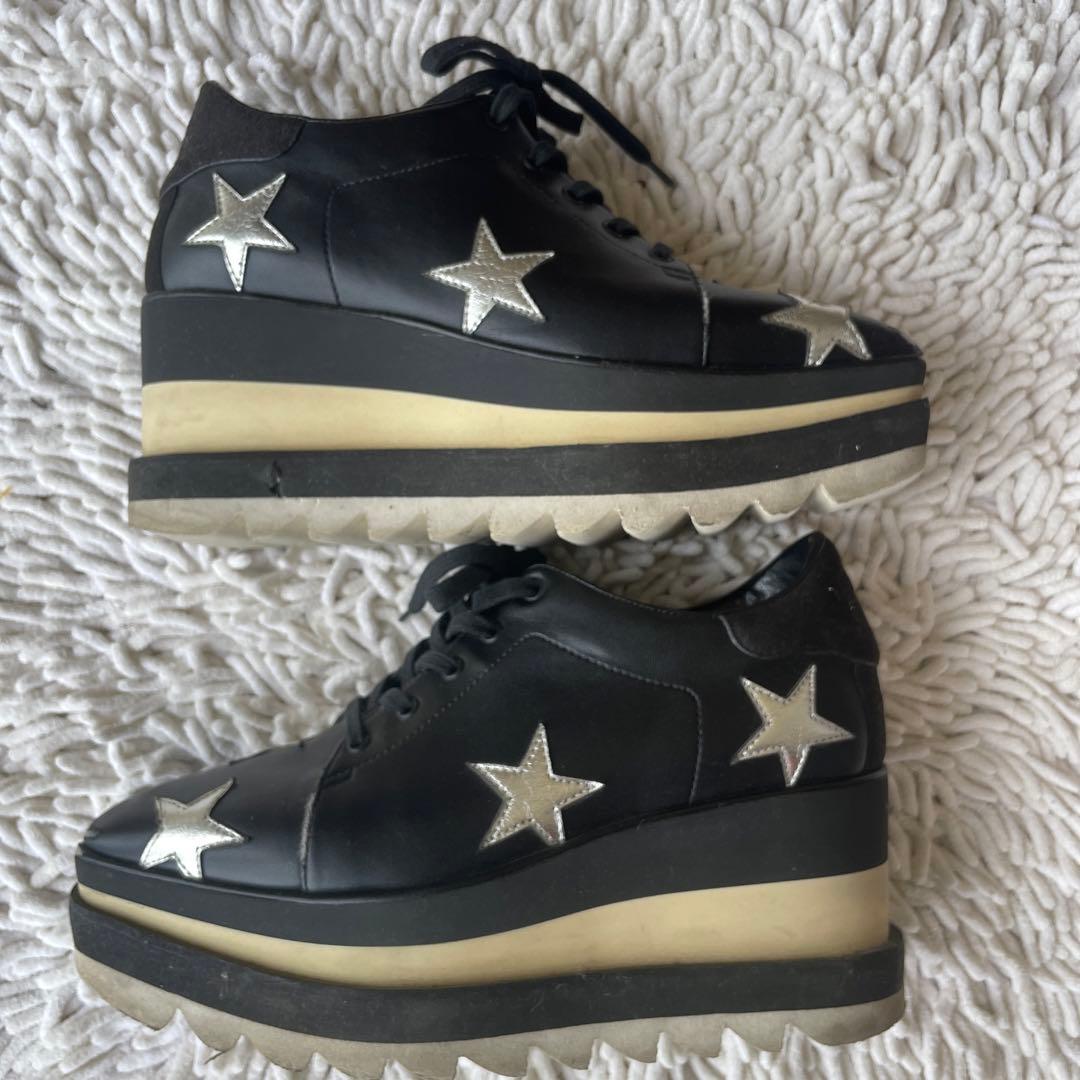 ステラマッカートニー　36 スニークエリス　黒　星　厚底スニーカー