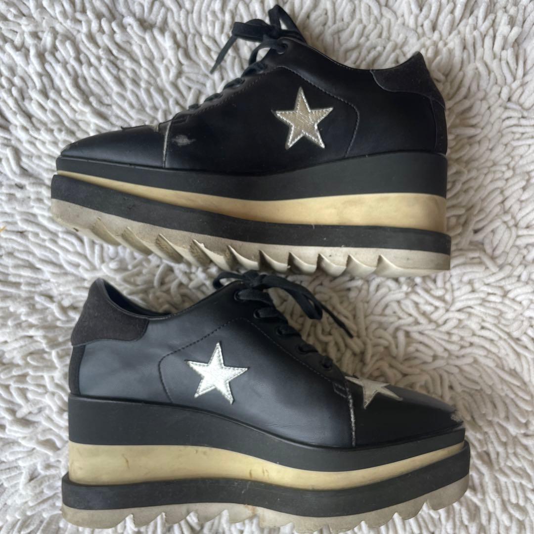 ステラマッカートニー　36 スニークエリス　黒　星　厚底スニーカー