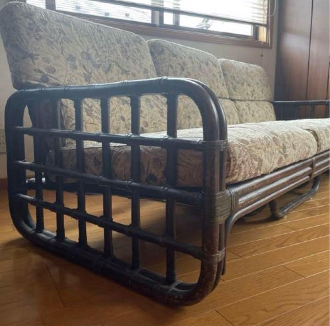 【ときや様】ヴィンテージラタン ヤマカワラタン 山川ラタン 籐 ラタンソファ