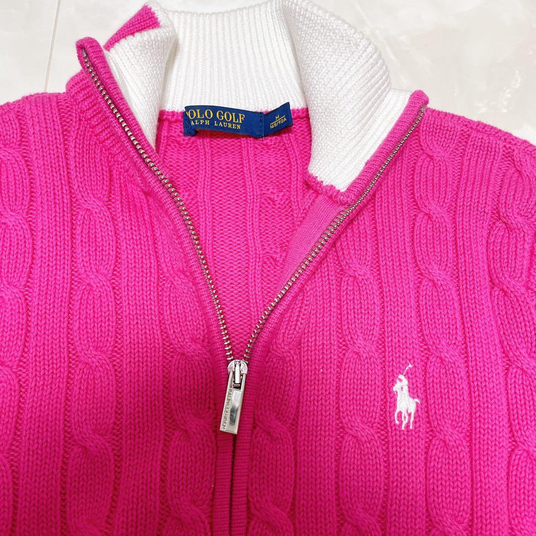 POLO GOLF ラルフローレン ピンク ケーブルニット セーター