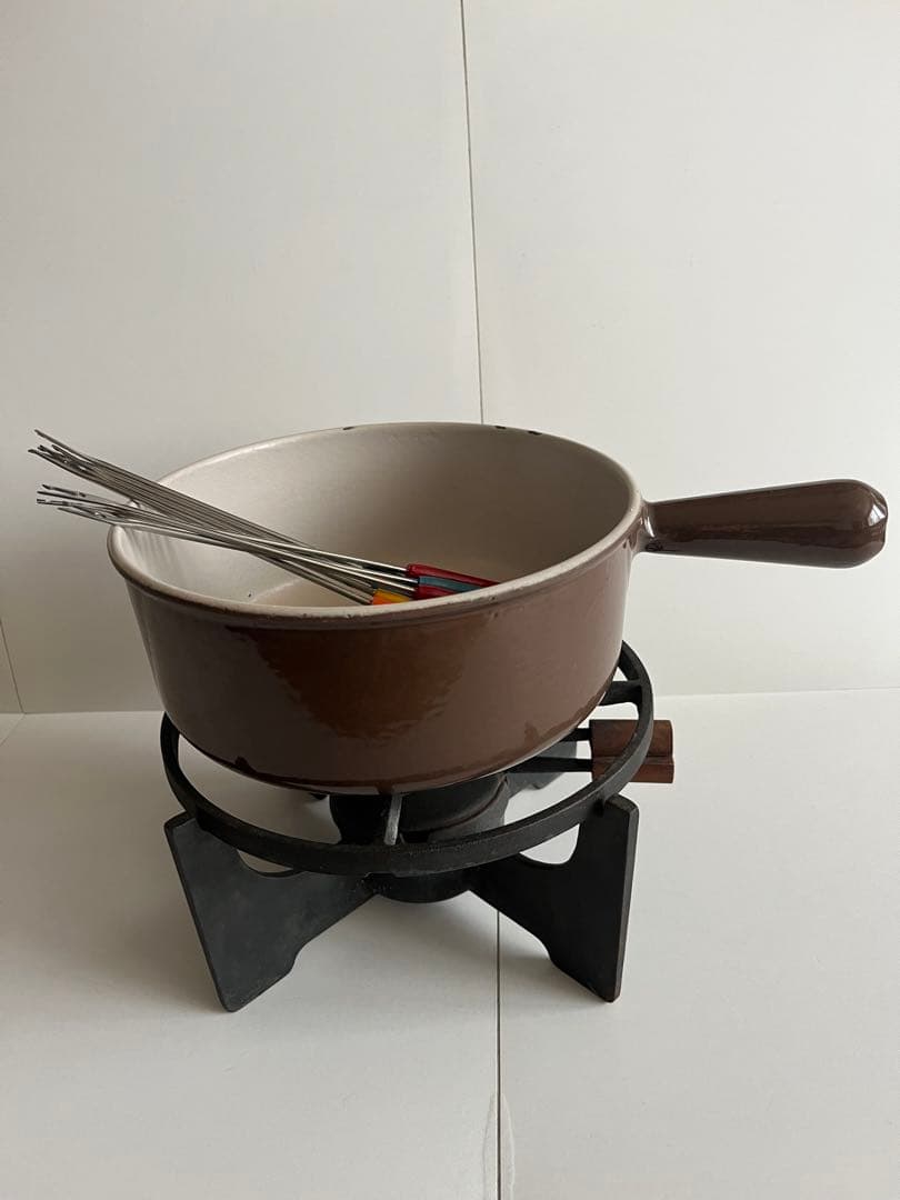 希少　廃盤　クーザンス フォンデュポットセット　22cm チョコレート色