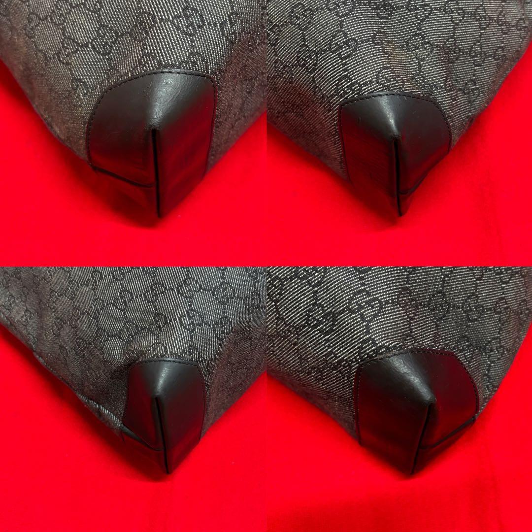 本物.美品　GUCCI グッチ　キャンバス×革　カバン　バッグ　黒　通勤通学