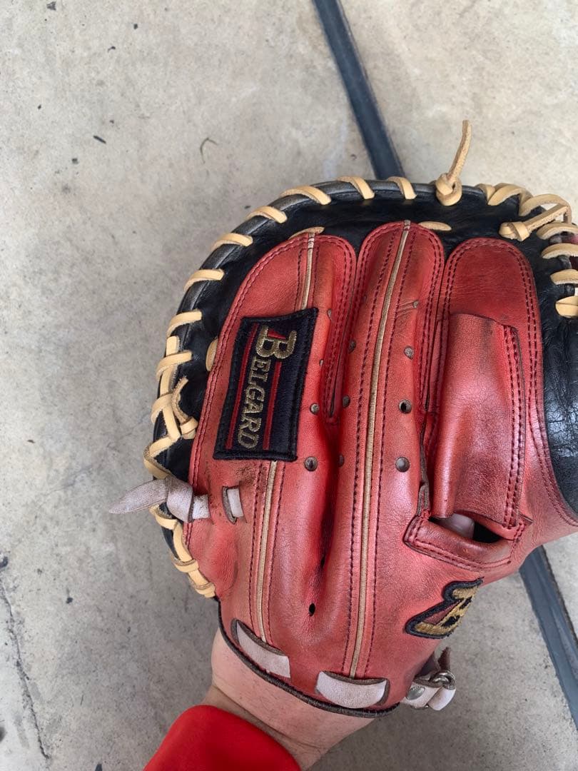 BELGARD ベルガード　軟式グローブ 日本製 赤黒　キャッチャーミット
