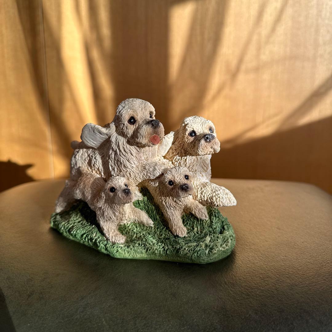 アメリカンコッカースパニエルの置物　バフ　ファミリー