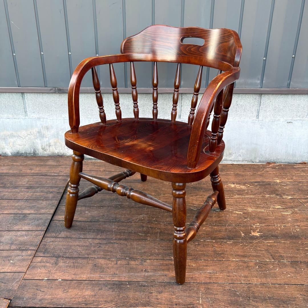 ①昭和レトロ 柏木工 KASHIWA ウィンザーチェア 木製 椅子 アンティーク