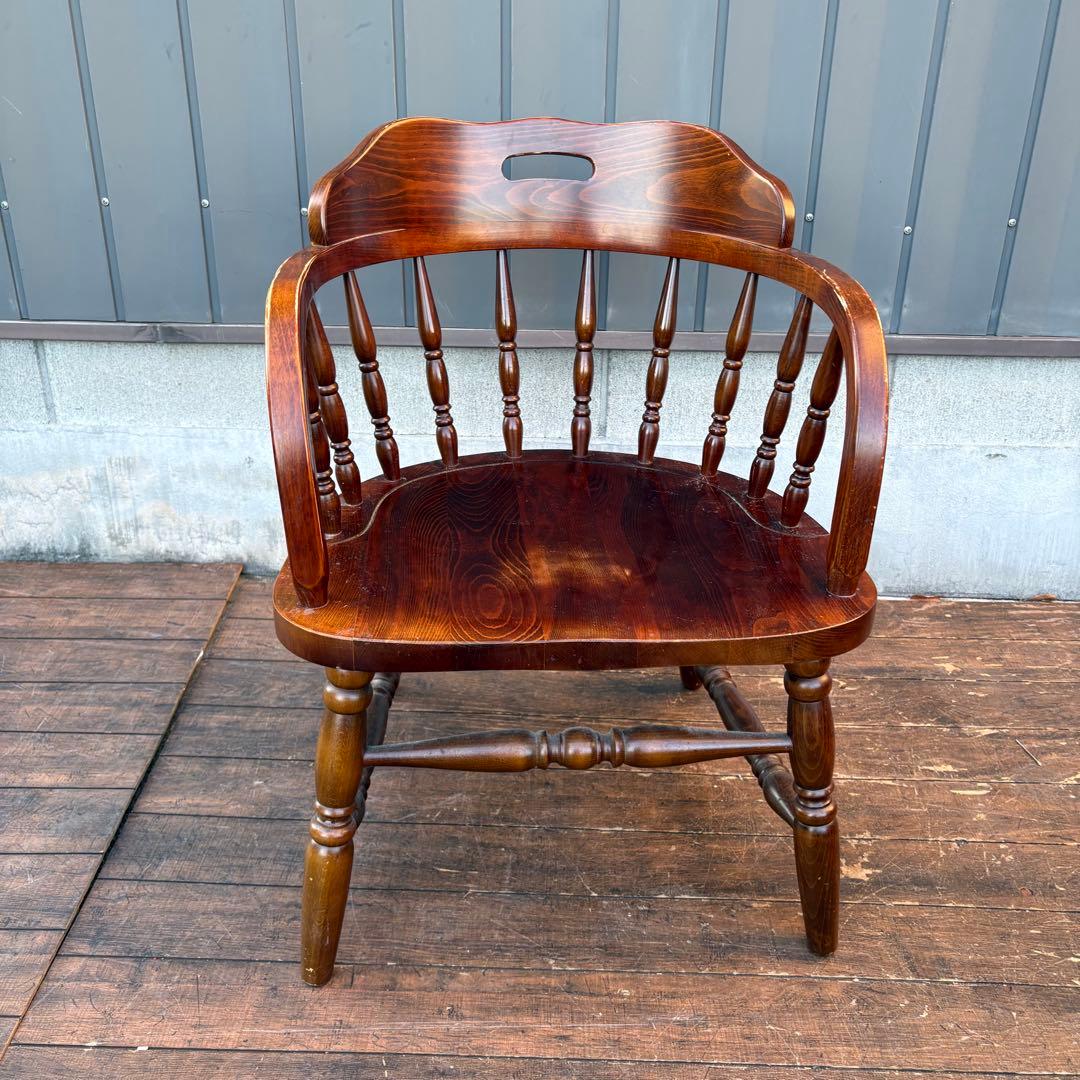 ①昭和レトロ 柏木工 KASHIWA ウィンザーチェア 木製 椅子 アンティーク