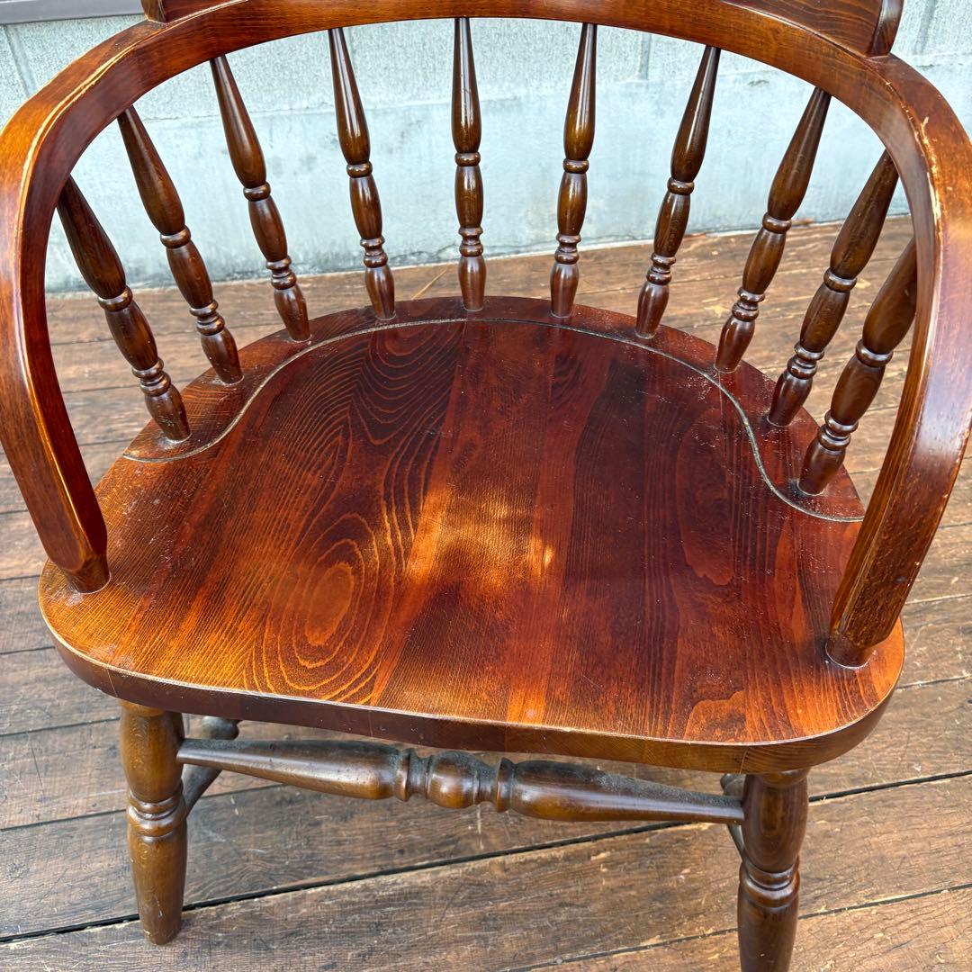 ①昭和レトロ 柏木工 KASHIWA ウィンザーチェア 木製 椅子 アンティーク