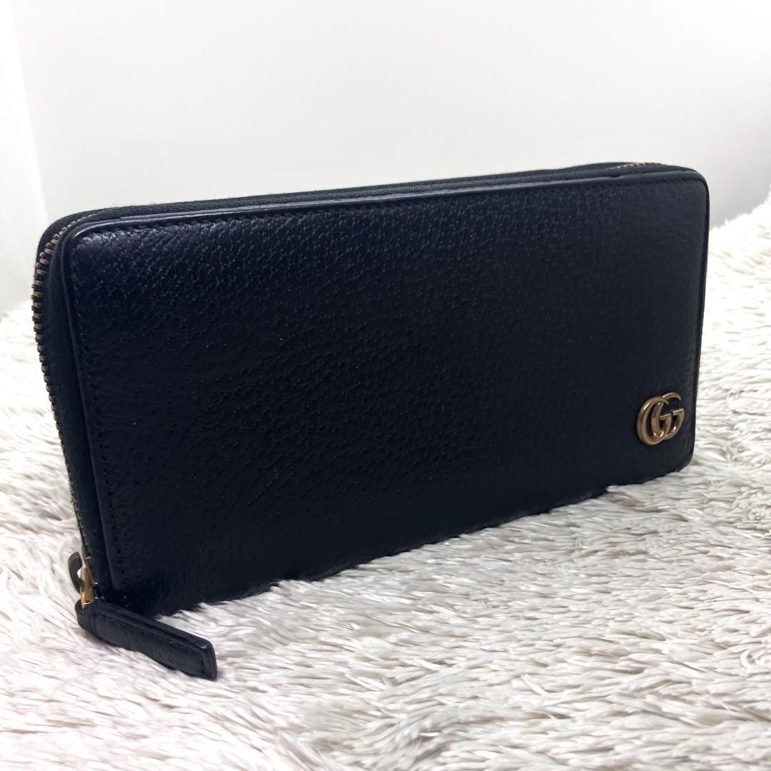 美品✨GUCCI マーモント ラウンドジップ 長財布 シボ革