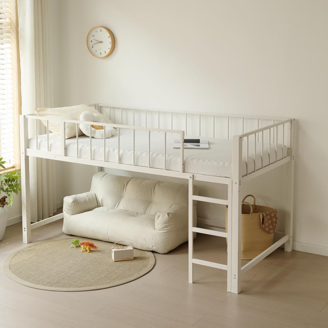 超人気！ 高110ロフトベッド子供ベッド シングル下収納 省スペース　WHITE