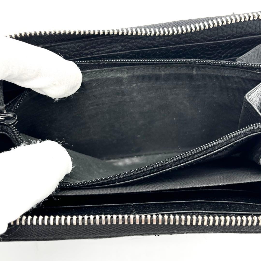 【美品】GUCCI ラウンドファスナー　エンボス　ジャンボＧＧ　ブラック