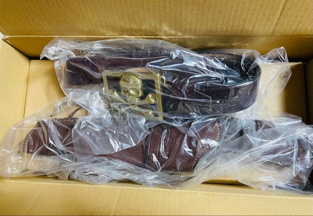 極美品 戦士の銃 コスモドラグーン ガンベルト 本革 HWS 真鍮スカルバックル