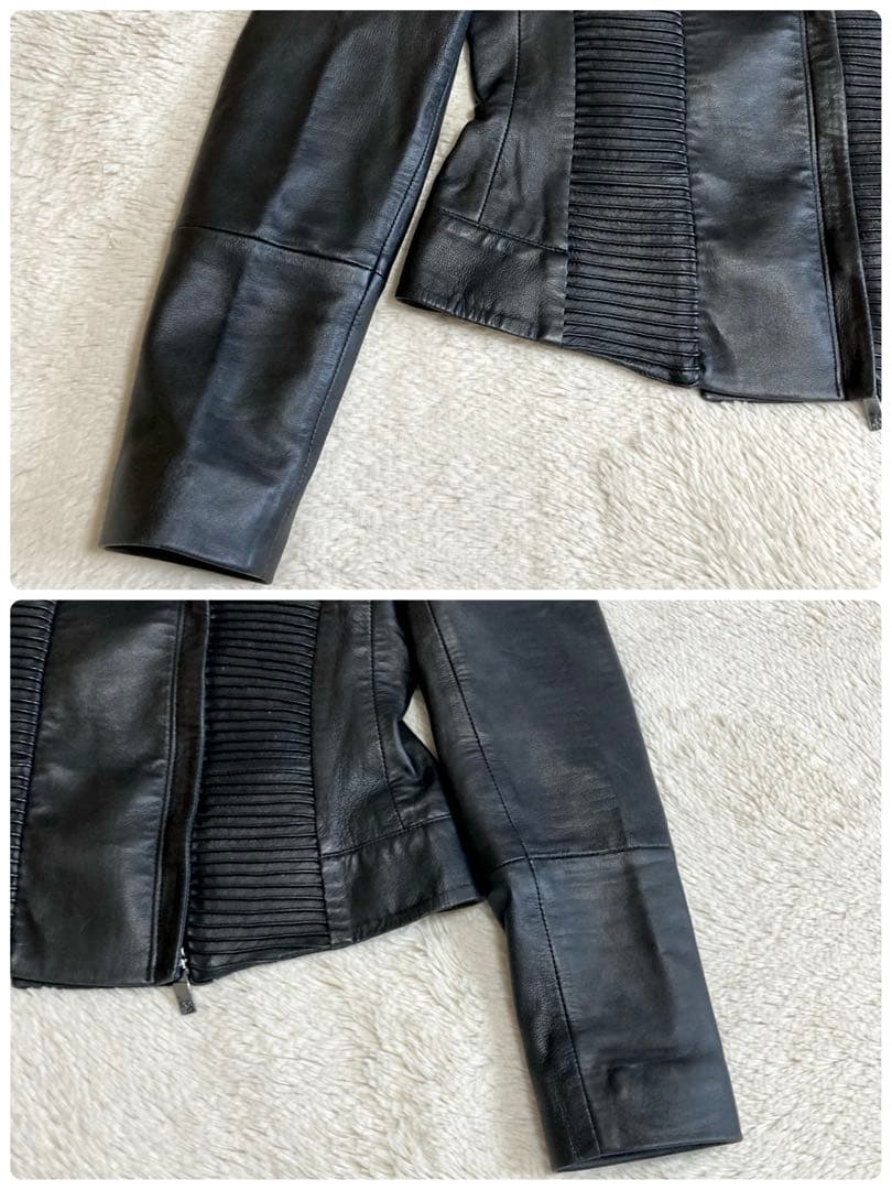 美品 ARMANI アルマーニ バイカー 変形 レザージャケット ライダース