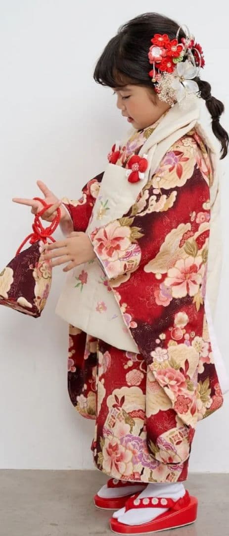 七五三　３歳　被布セット　女の子　未使用品有☆刺繍半衿付き半襦袢・草履シューズ付