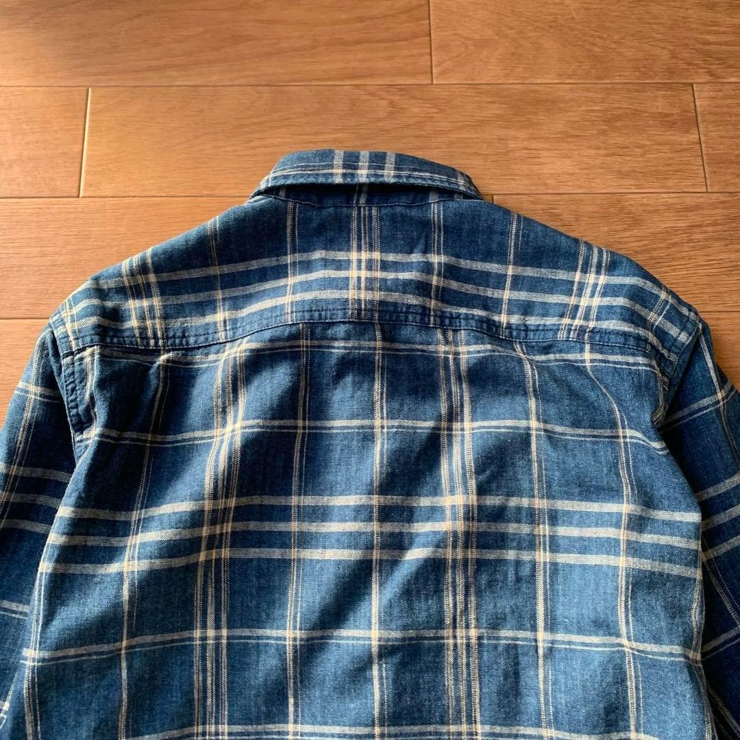 D&S ラルフローレン コットンリネン インディゴ ワークシャツ 猫目ボタン