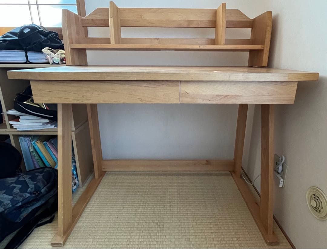 ACTUS 勉強机　REVE 木製シンプルデスク 上棚付き　アクタス