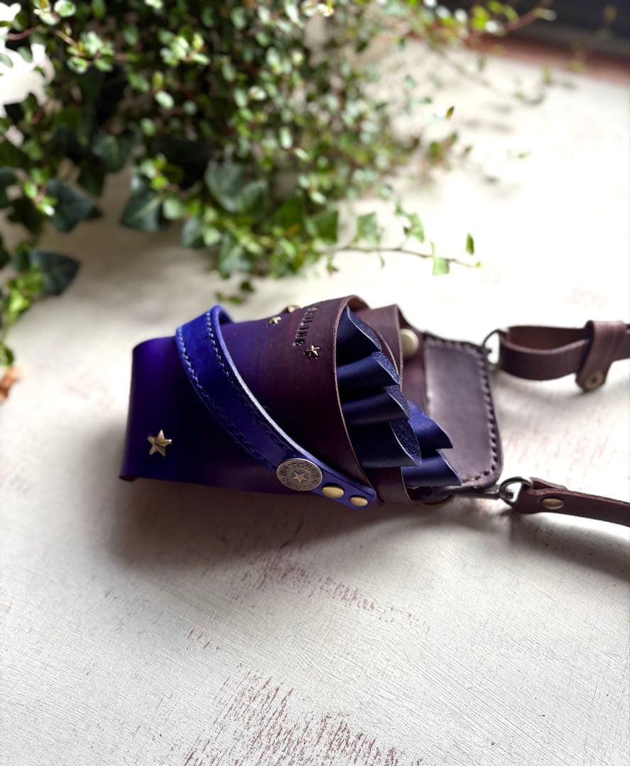 手染めブルーパープルグラデのシザーケース