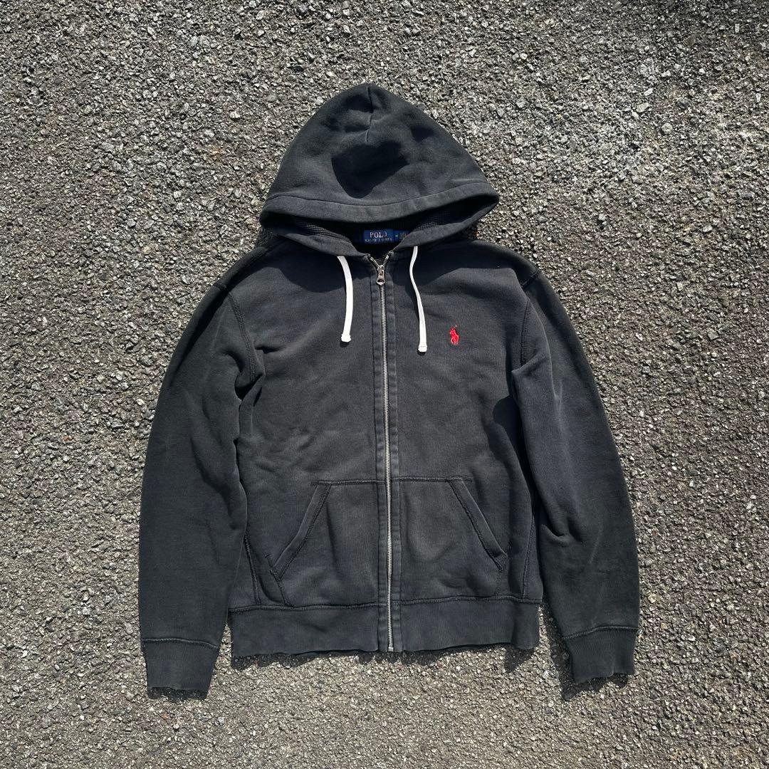【シルバージップ】ラルフローレン　ジップアップパーカー　ブラック　Mサイズ