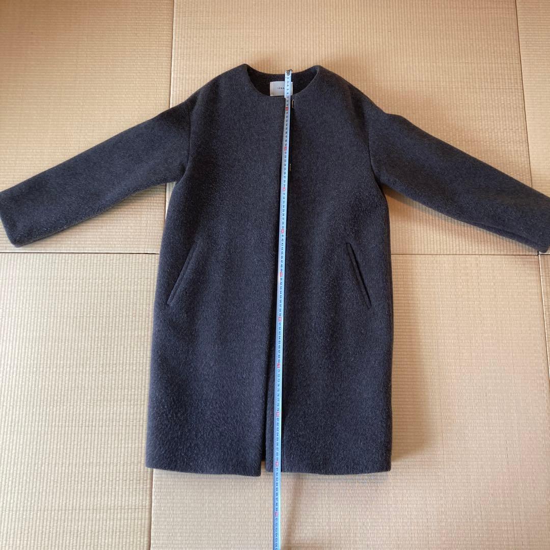 IENA ラムウール　ノーカラーコート　グレー