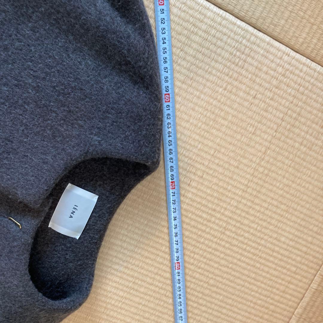 IENA ラムウール　ノーカラーコート　グレー