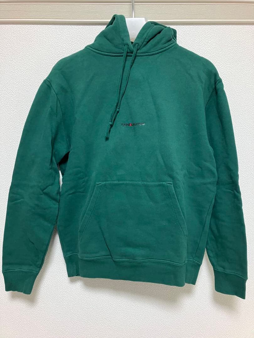 SAINT LAURENT グリーン フード付きパーカー XS サンローランパリ