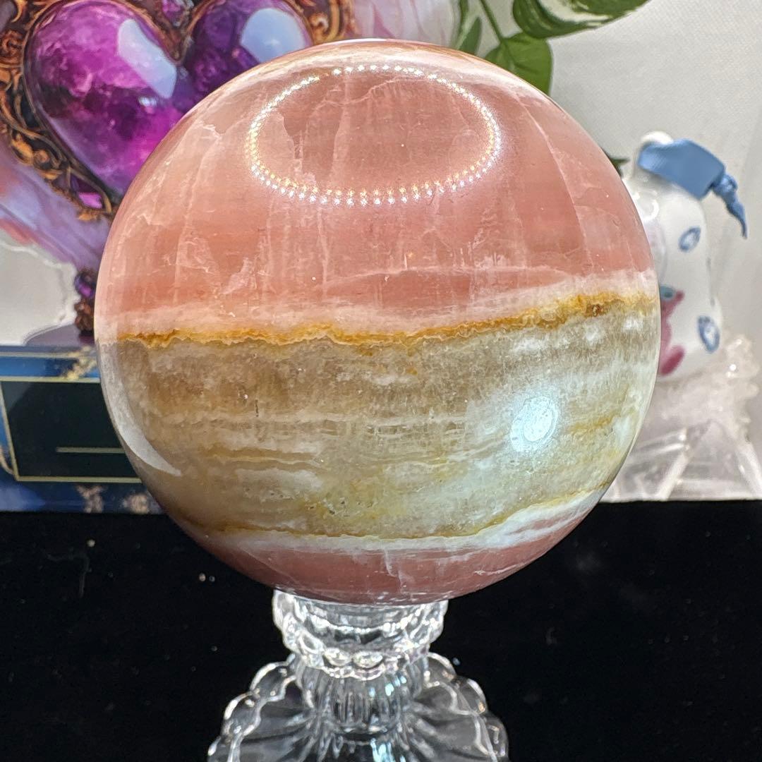 レア♡ピンクカルサイト♡ホワイトカルサイト共生スフィアNo.2583