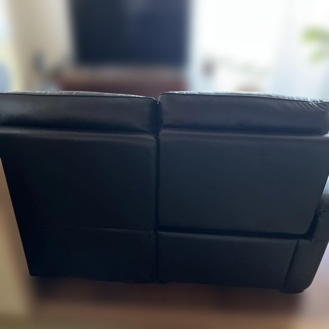 2人掛け右電動リクライニングソファ 本革(一部合成皮革)ブラック