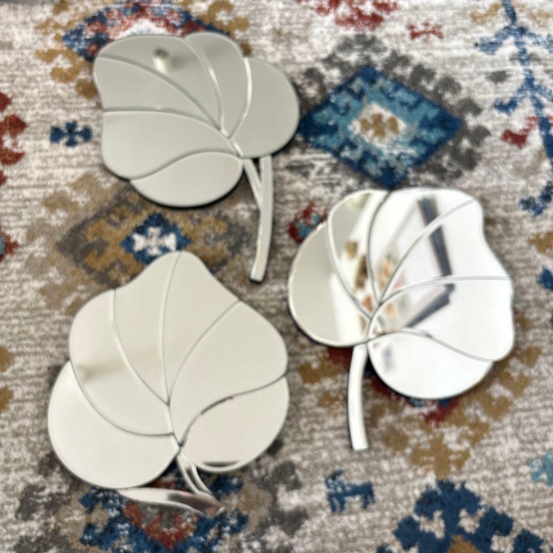 ローラアシュレイ　ウォールミラー　３枚組　ウォールアート　パームリーフ