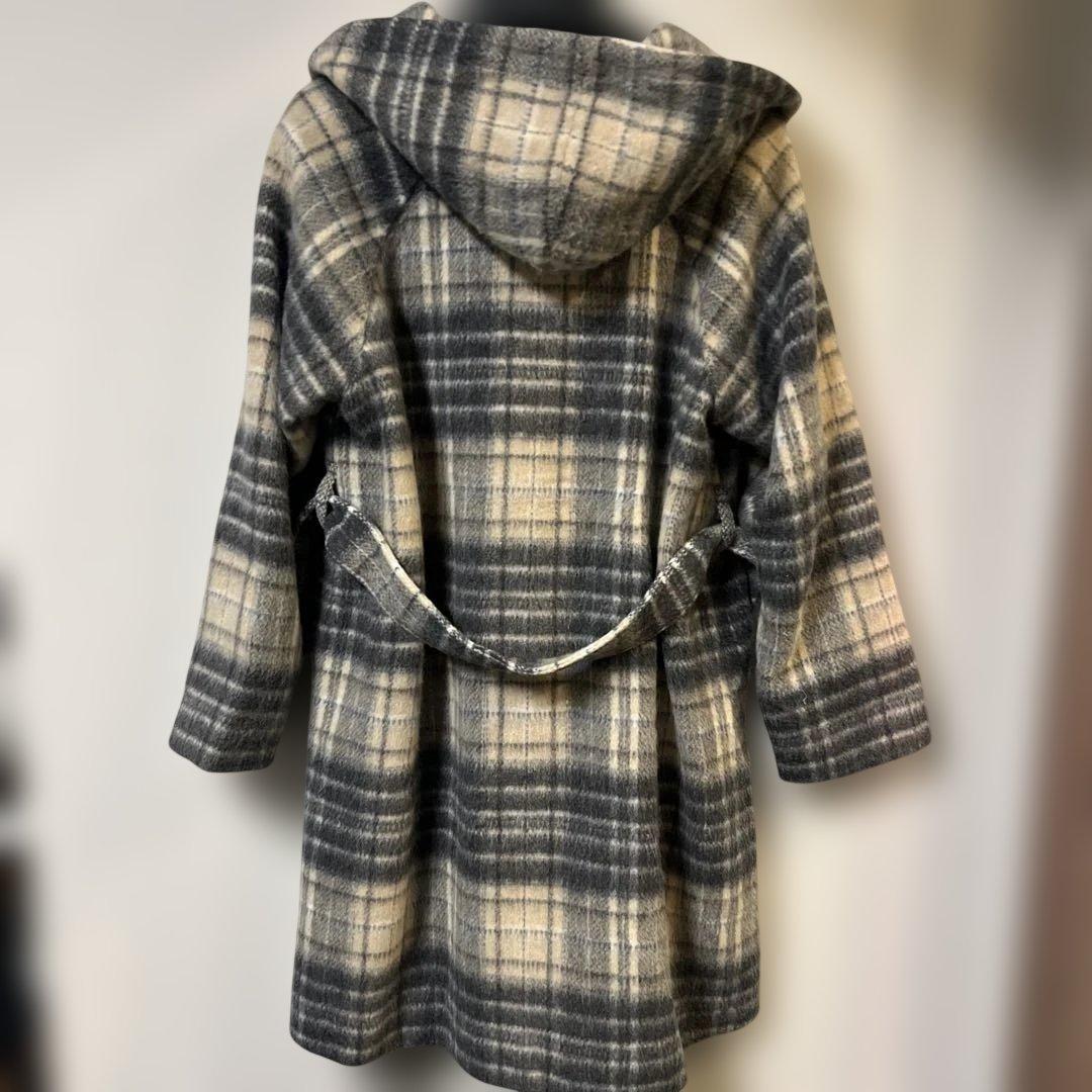 【超美品】MORABITO BLANC グレー系チェックロングコート