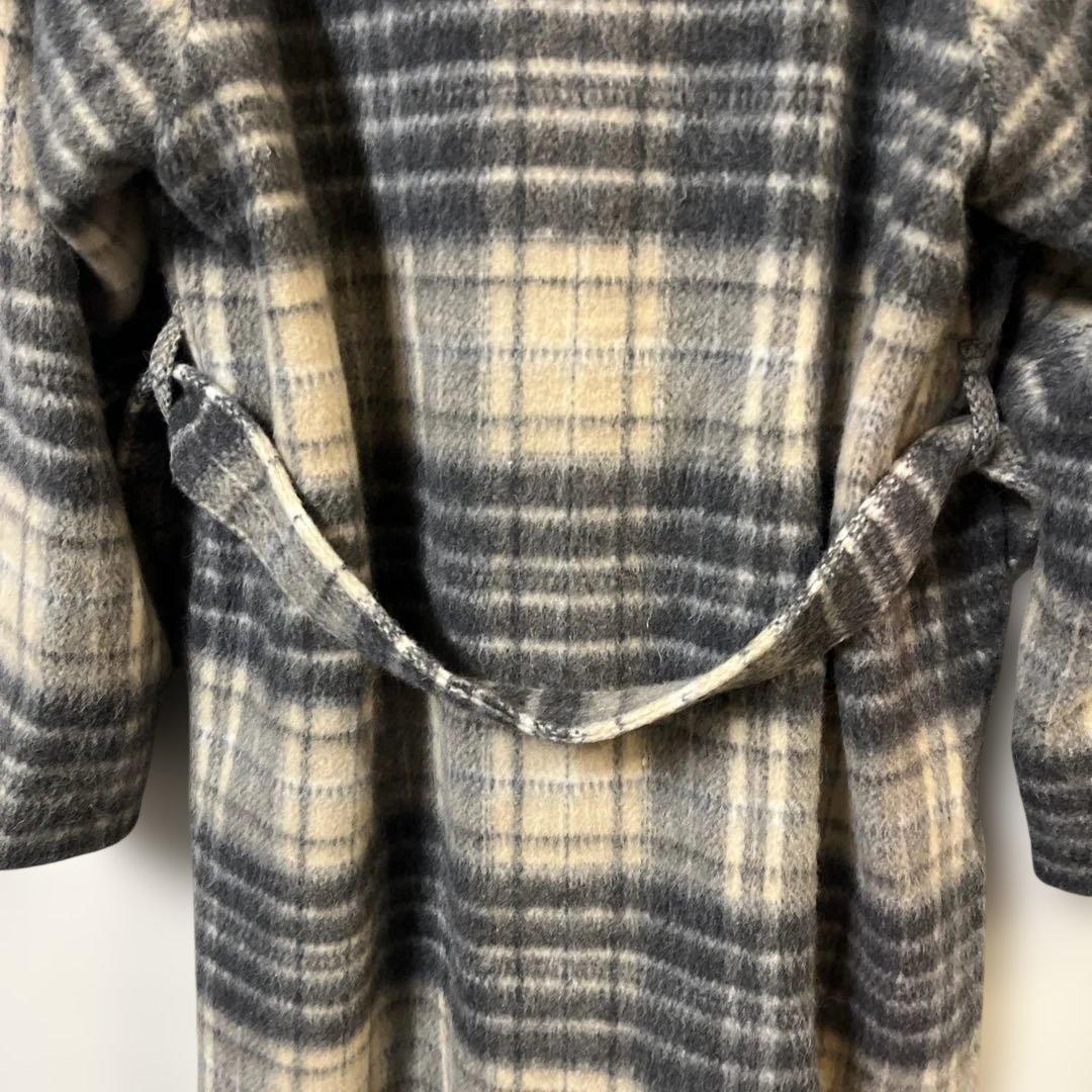 【超美品】MORABITO BLANC グレー系チェックロングコート