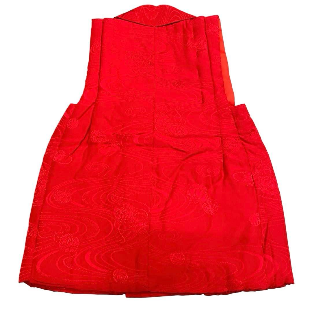 □七五三正絹女児用被布コート　手毬柄　赤