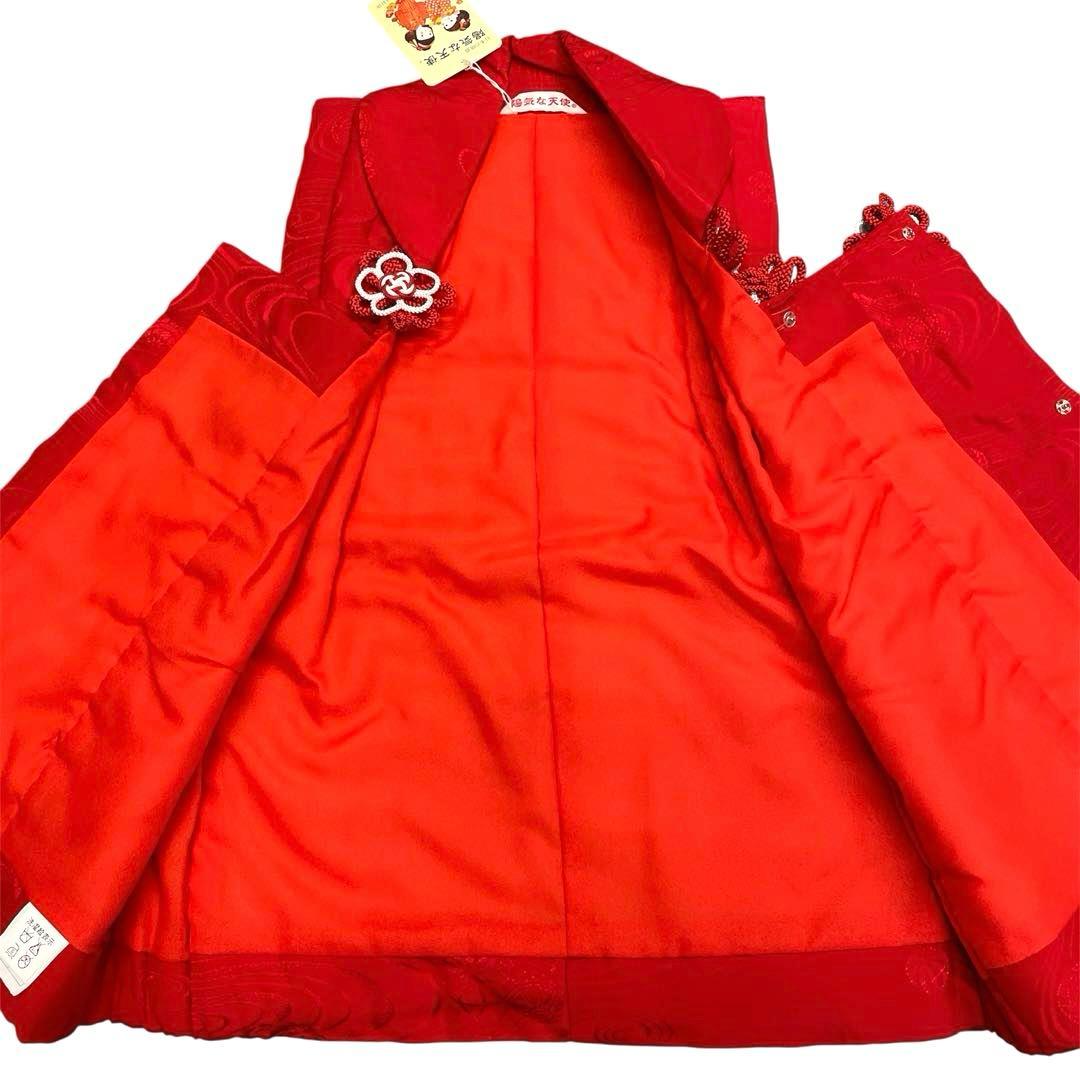 □七五三正絹女児用被布コート　手毬柄　赤